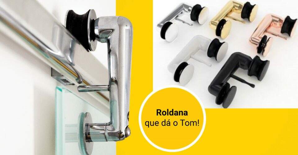 Roldana que dá o tom! Ferragens coloridas para box de banho proporcionam decoração contemporânea e cheia de personalidade.